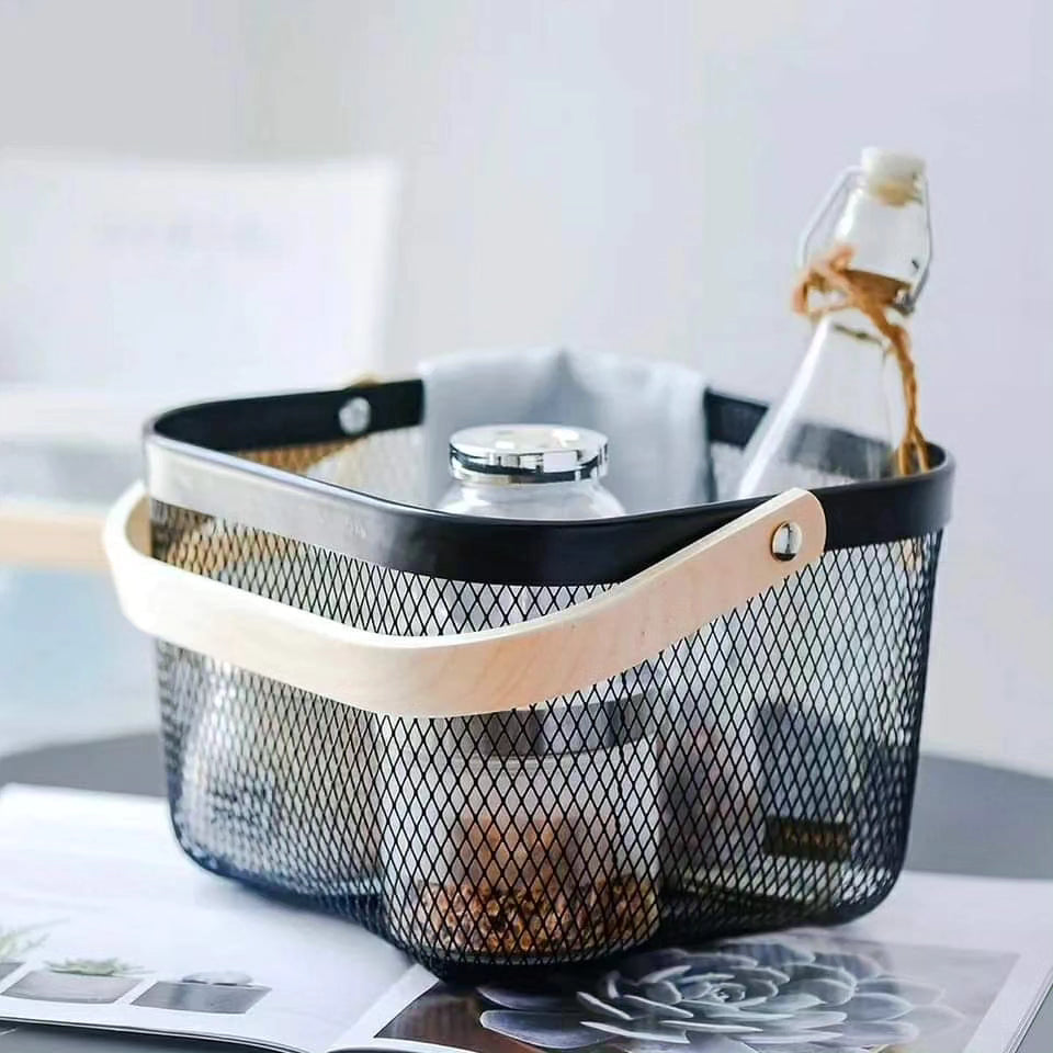 Metal Mesh Multifunctional Storage Basket Black