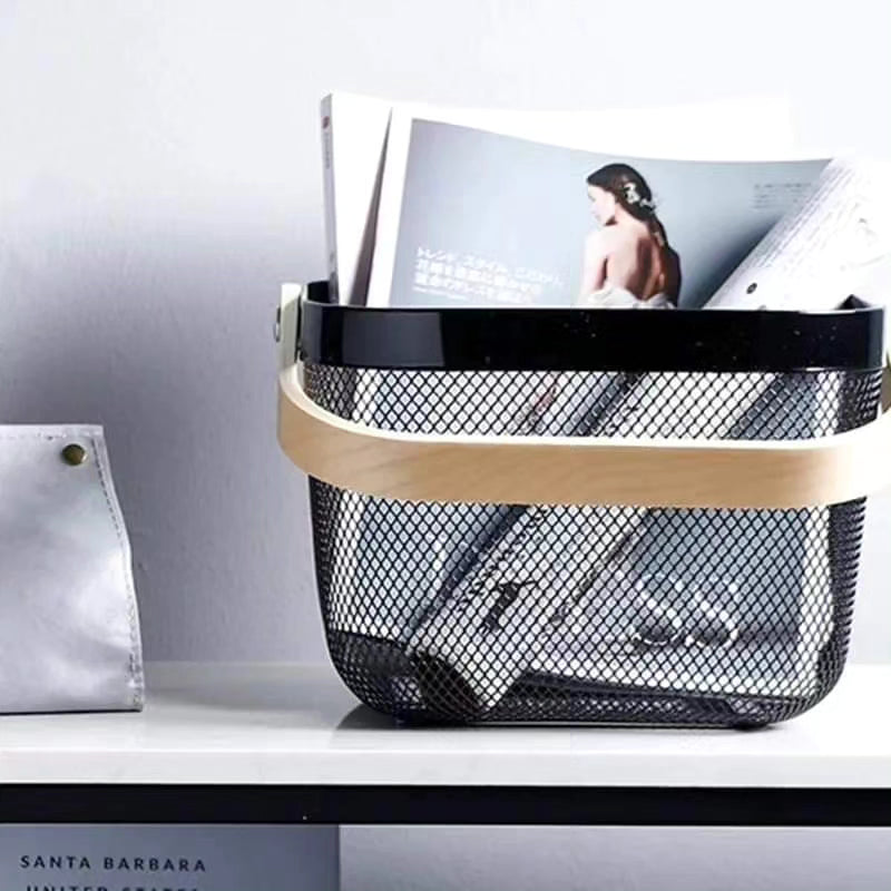 Metal Mesh Multifunctional Storage Basket Black