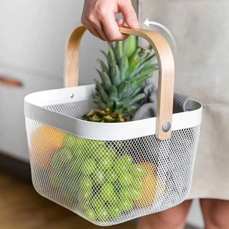 Metal Mesh Multifunctional Storage Basket Black