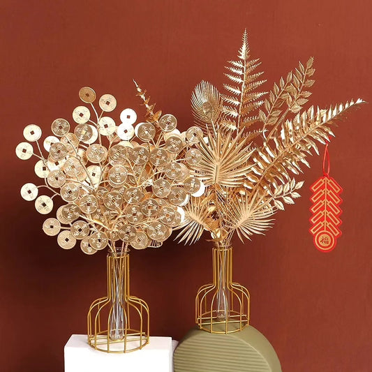 Set of 3 stems coin money tree decor