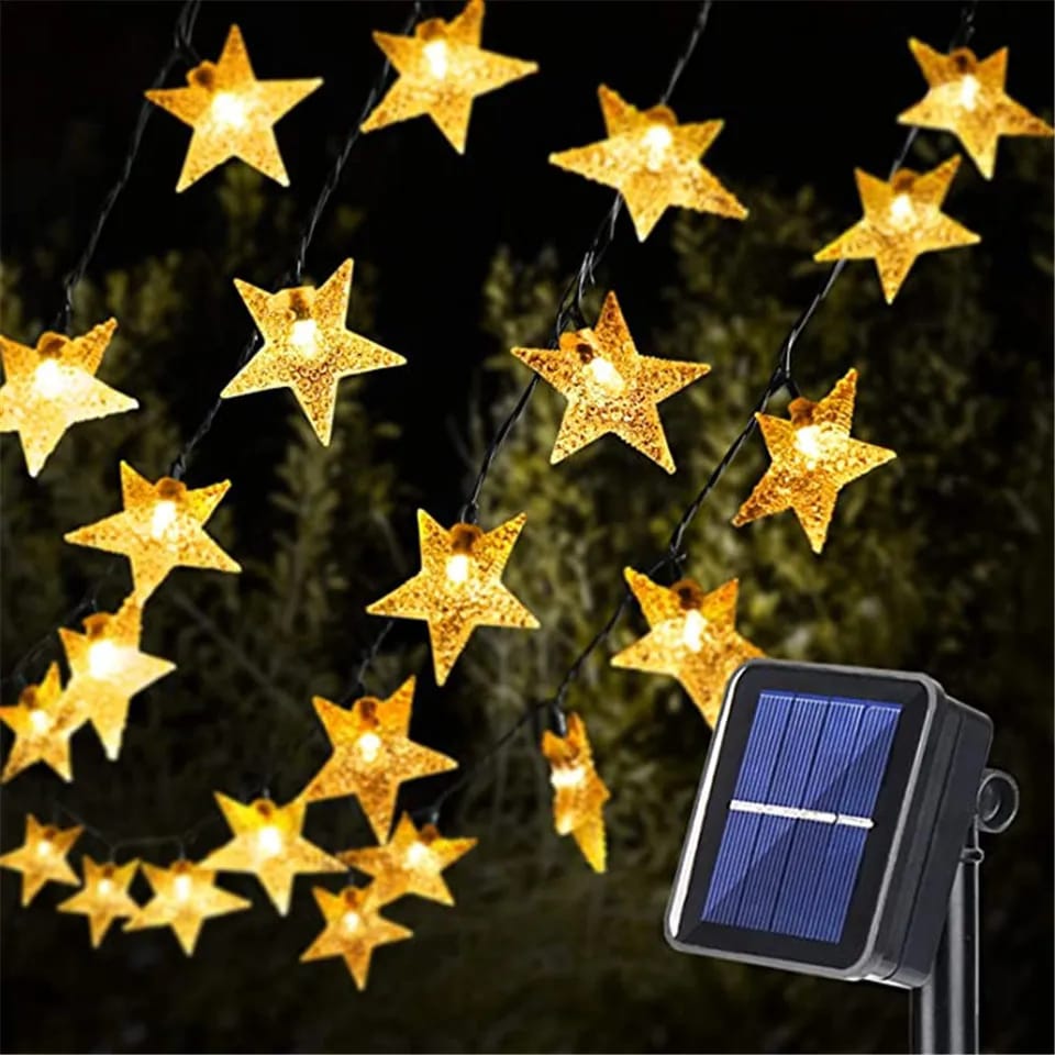 12M 100 Led Star Solar Christmas  Fairy Lights