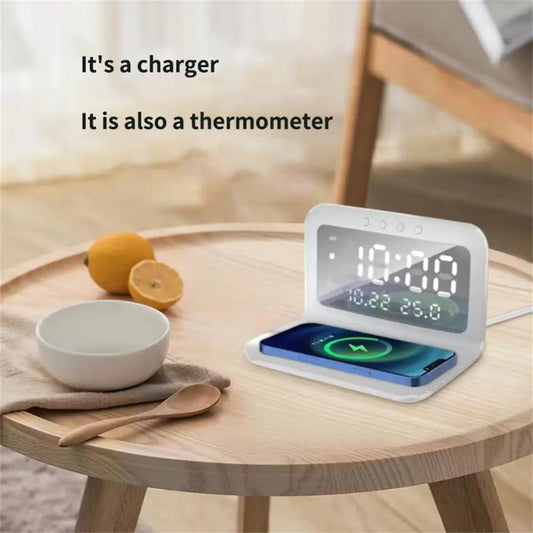 DETACHABLE 5W LED DIGITAL CLOCK/ROOM THERMOMETER/ WIRELESS CHARGER/DECOR*