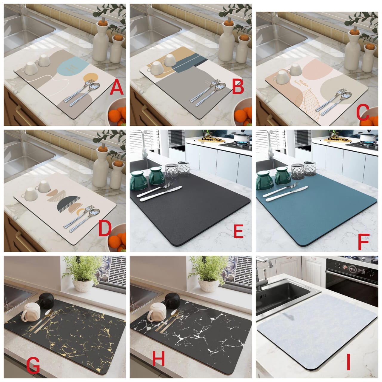 Absorbent dish sink  drying mats