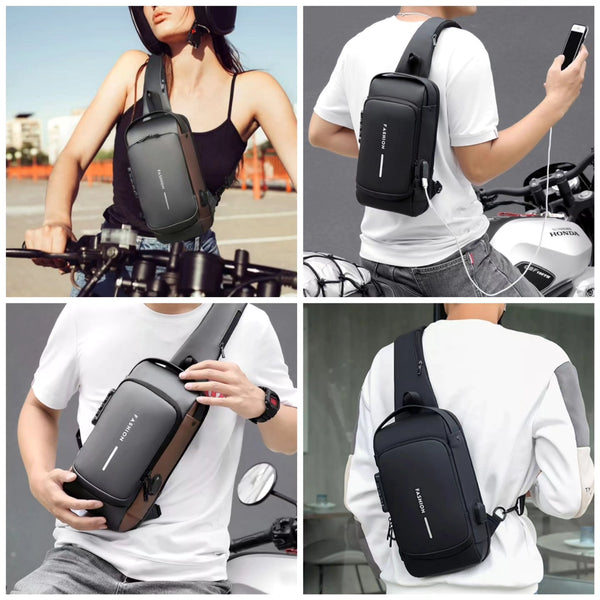 Anti-theft USB Charging Shoulder and Crossbody Travel Bag Gift