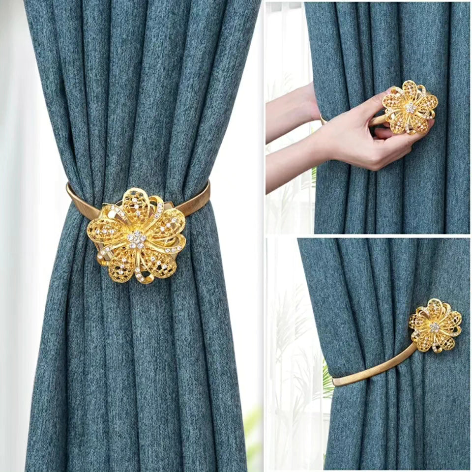 2pcs Crystal Magnetic Curtain Holders