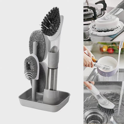 Kitchen utensil brush set with 4 replacement heads