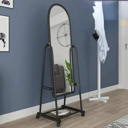 Dressing mirror with wheels