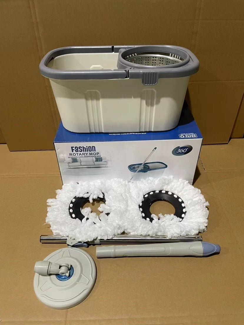 Bucket washer cleaning mop with metallic spinner