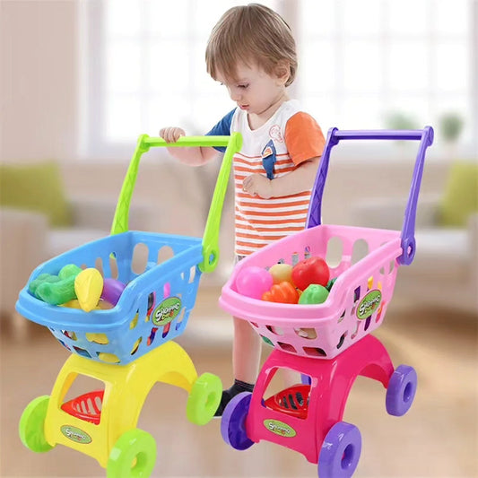 Kids Pretend Shopping Cart+Fruit Accessories
