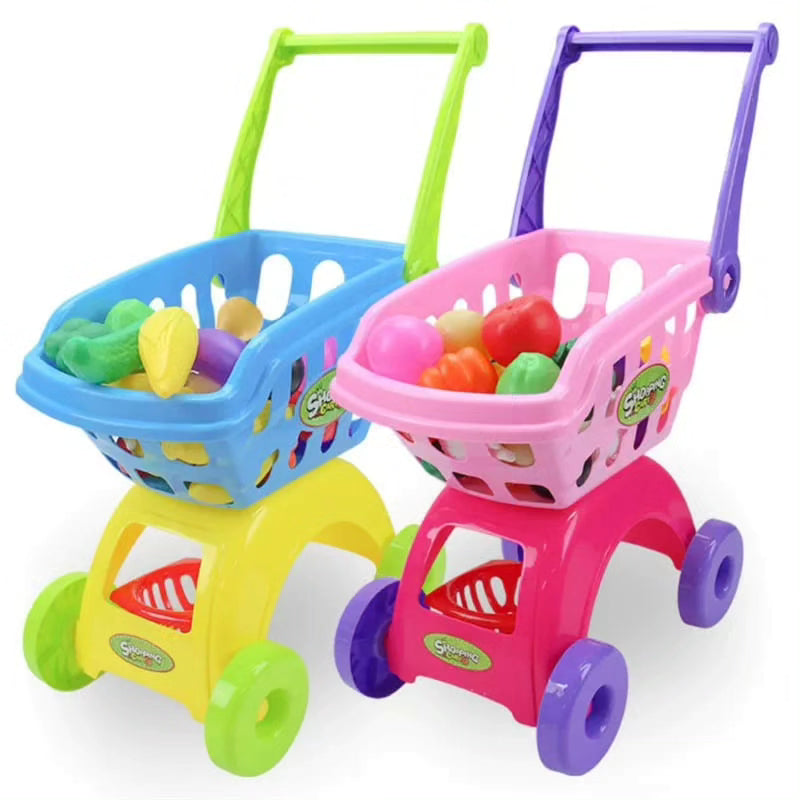 Kids Pretend Shopping Cart+Fruit Accessories