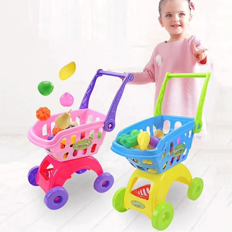 Kids Pretend Shopping Cart+Fruit Accessories