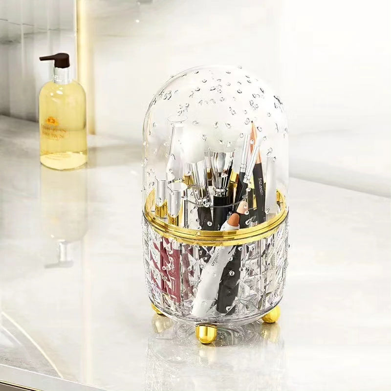 Luxury 360° Rotating Makeup Brushes Holder with Lid