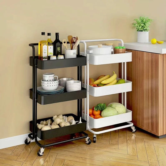 Metallic Multi-functional Movable Trolley Storage Rack