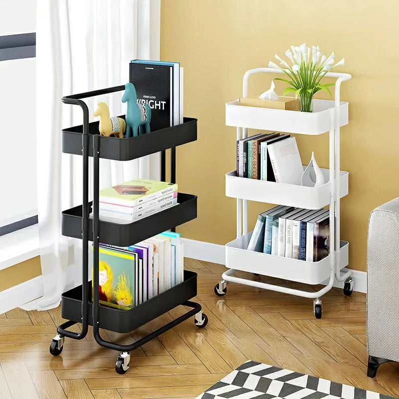 Metallic Multi-functional Movable Trolley Storage Rack