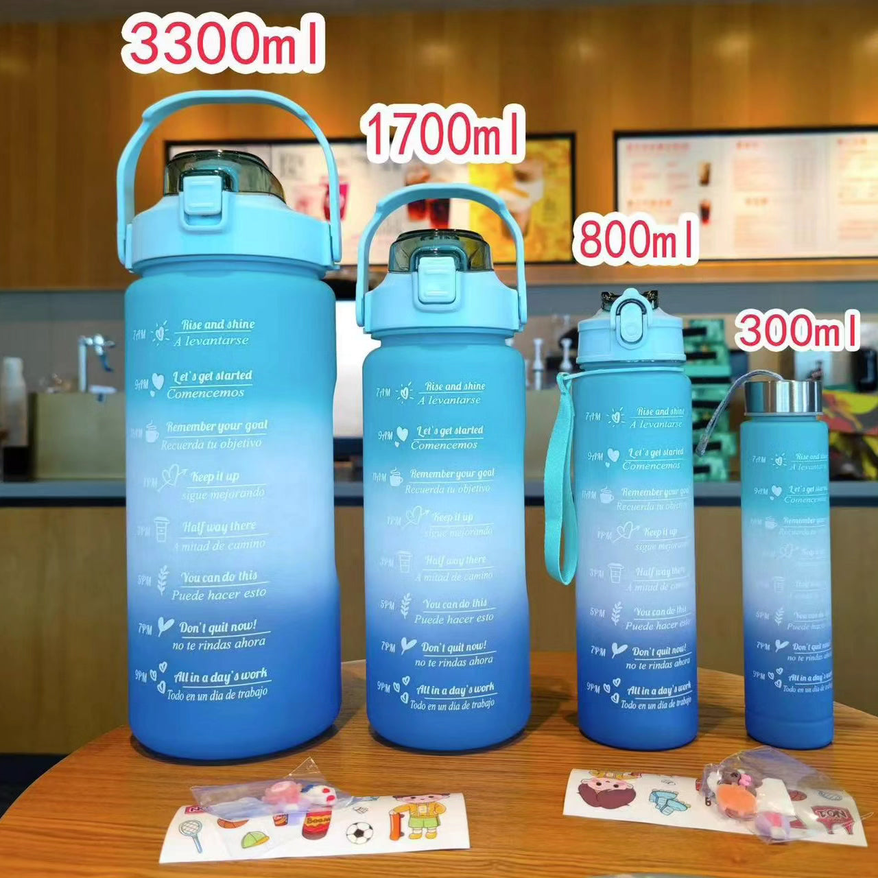 4 in 1 Summer Motivational Water Bottles Set