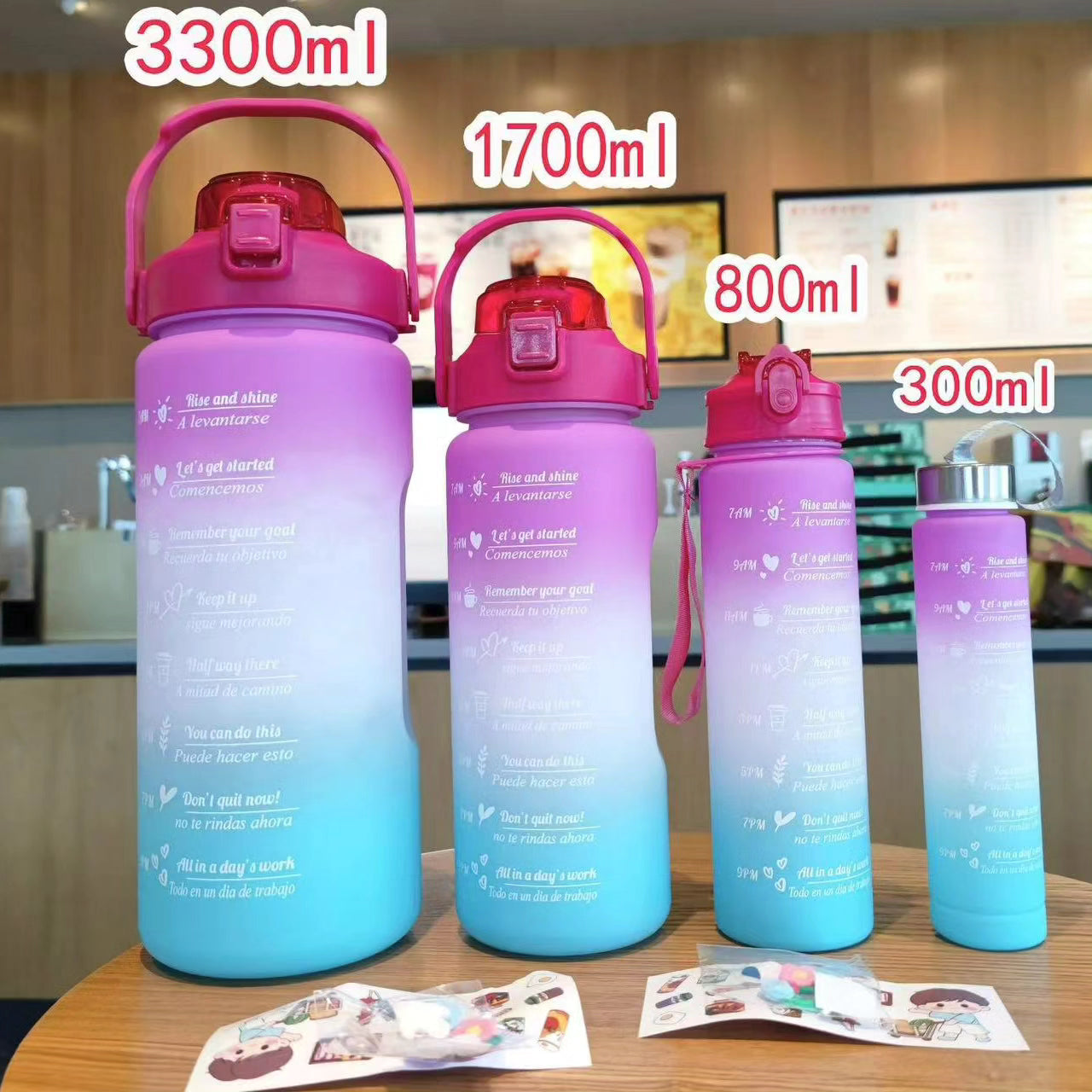 4 in 1 Summer Motivational Water Bottles Set