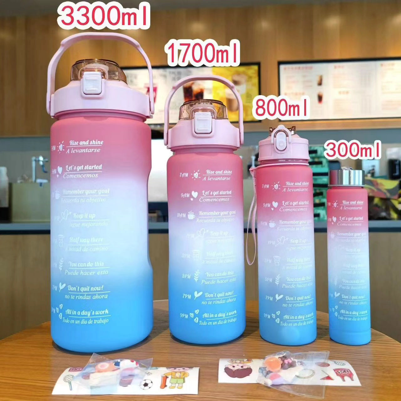 4 in 1 Summer Motivational Water Bottles Set