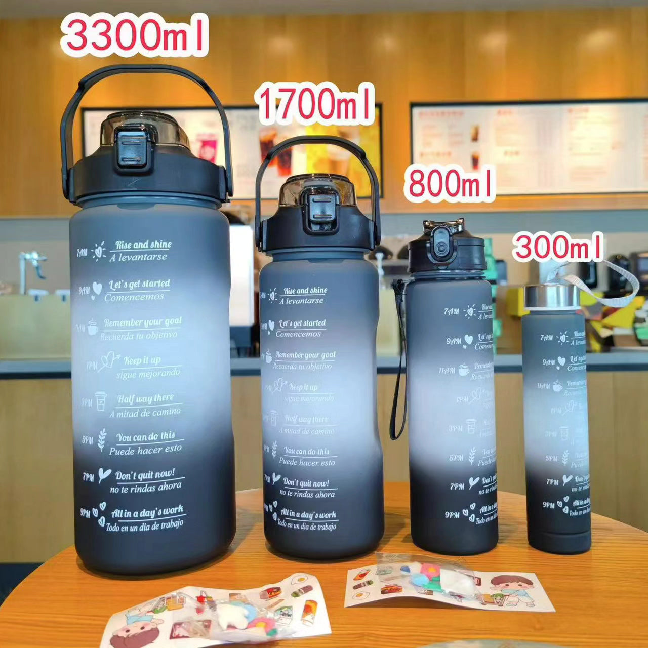 4 in 1 Summer Motivational Water Bottles Set