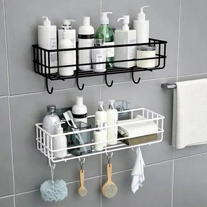 Metallic Bathroom Organizers with Hooks
