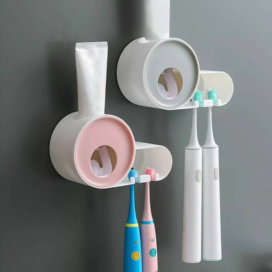 Classy Toothpaste Dispenser And Toothbrush Holder
