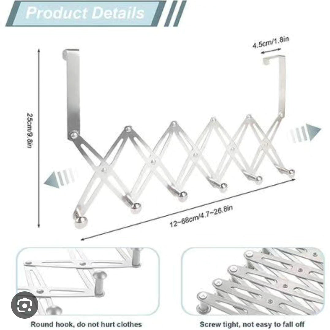 Retracting Behind The Door 6 Hook Hanger