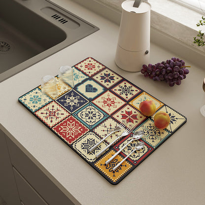 Absorbent sink dish drying mats