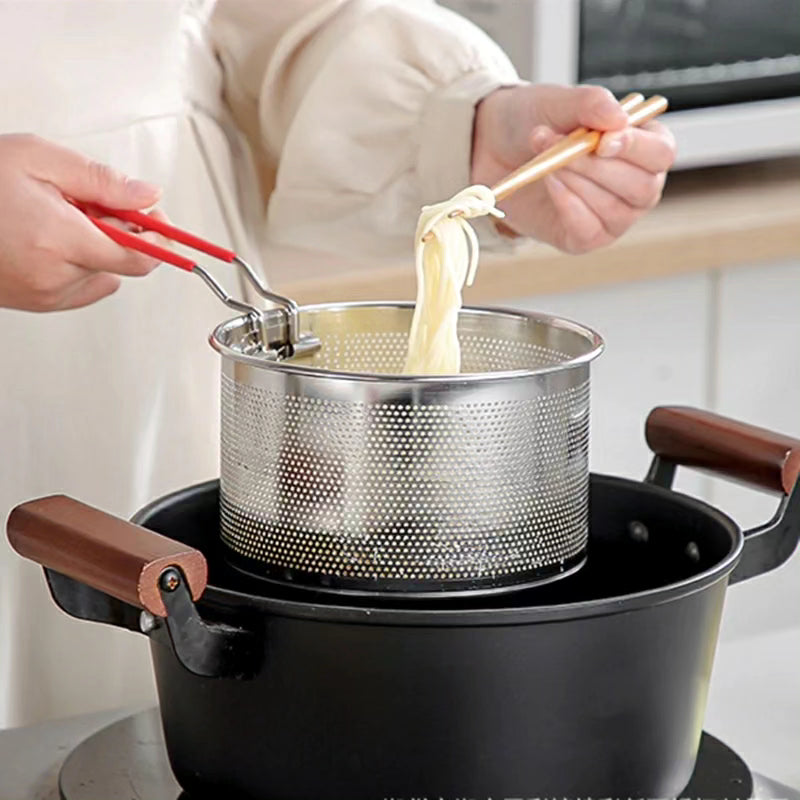 20cm Stainless Steel Filter Frying Basket with Insulated Handle