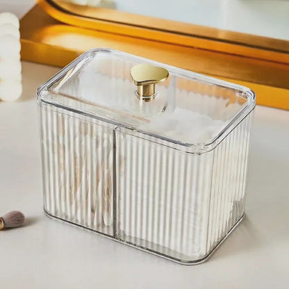 Clear Acrylic Cotton Swab Storage Box with Divider