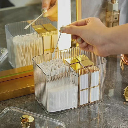 Clear Acrylic Cotton Swab Storage Box with Divider