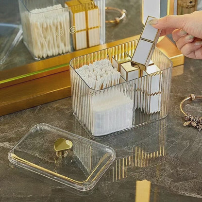 Clear Acrylic Cotton Swab Storage Box with Divider
