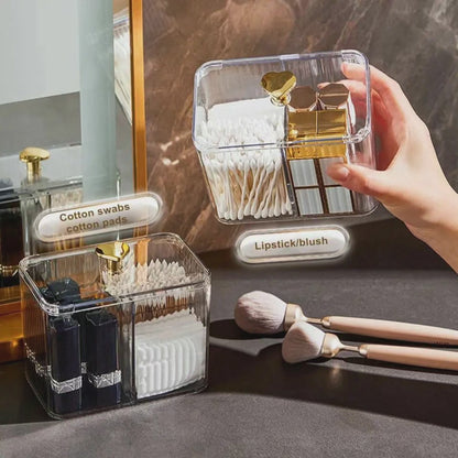 Clear Acrylic Cotton Swab Storage Box with Divider