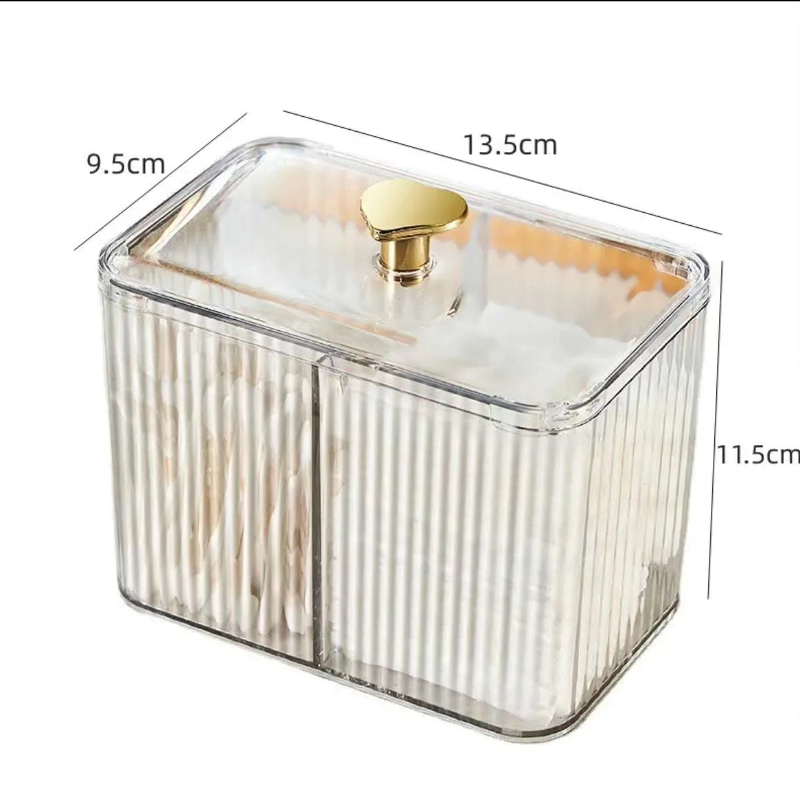 Clear Acrylic Cotton Swab Storage Box with Divider