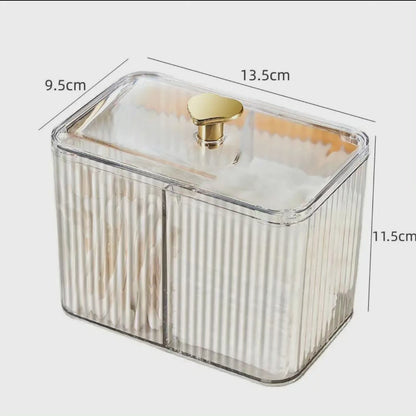 Clear Acrylic Cotton Swab Storage Box with Divider