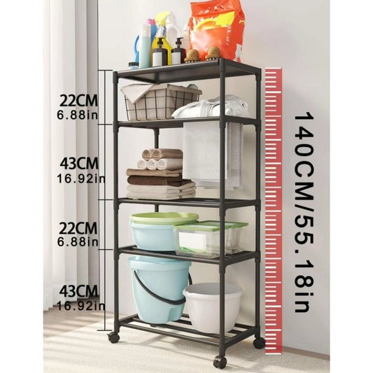 Detachable Duo Purpose 140cm High 4 Layer Trolley Rack