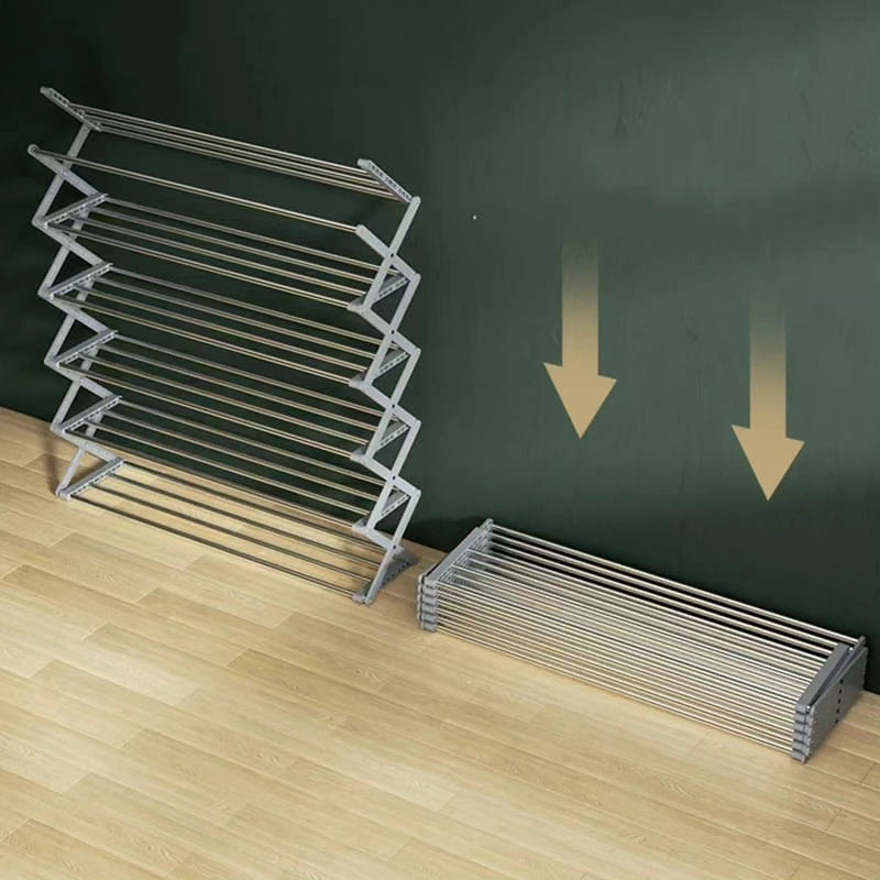 6 Layer Foldable Metallic/Stainless Steel Shoe Rack