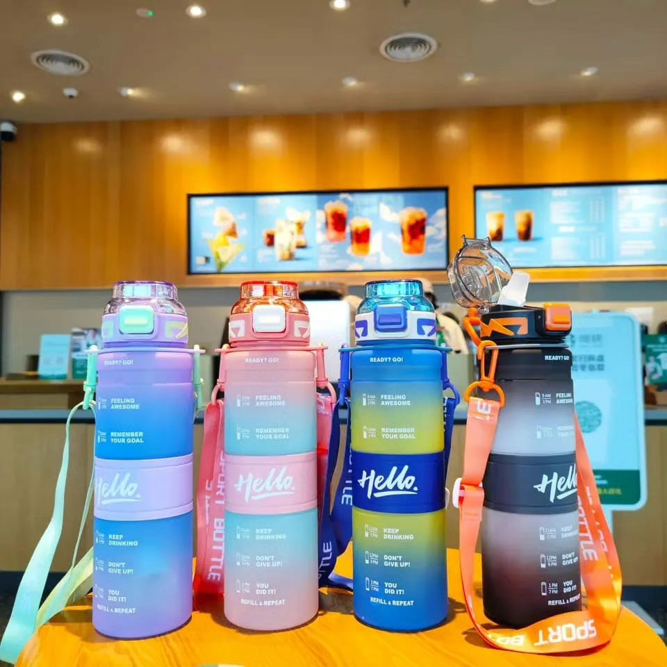 1000ml Gradient Motivational Water Bottle