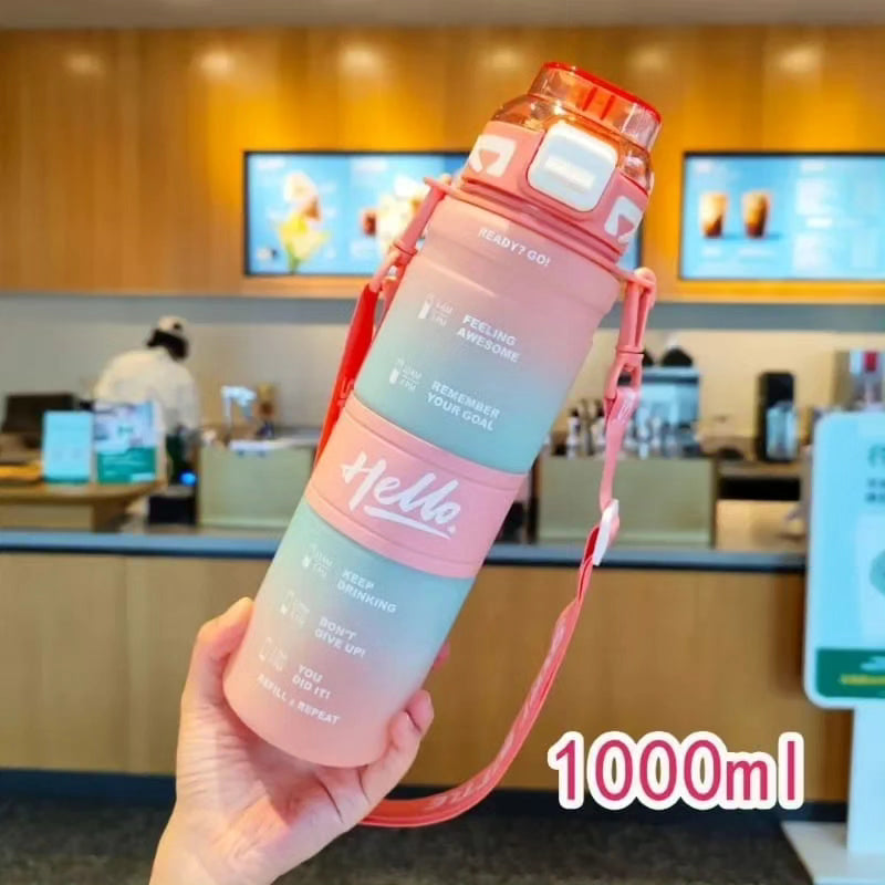 1000ml Gradient Motivational Water Bottle