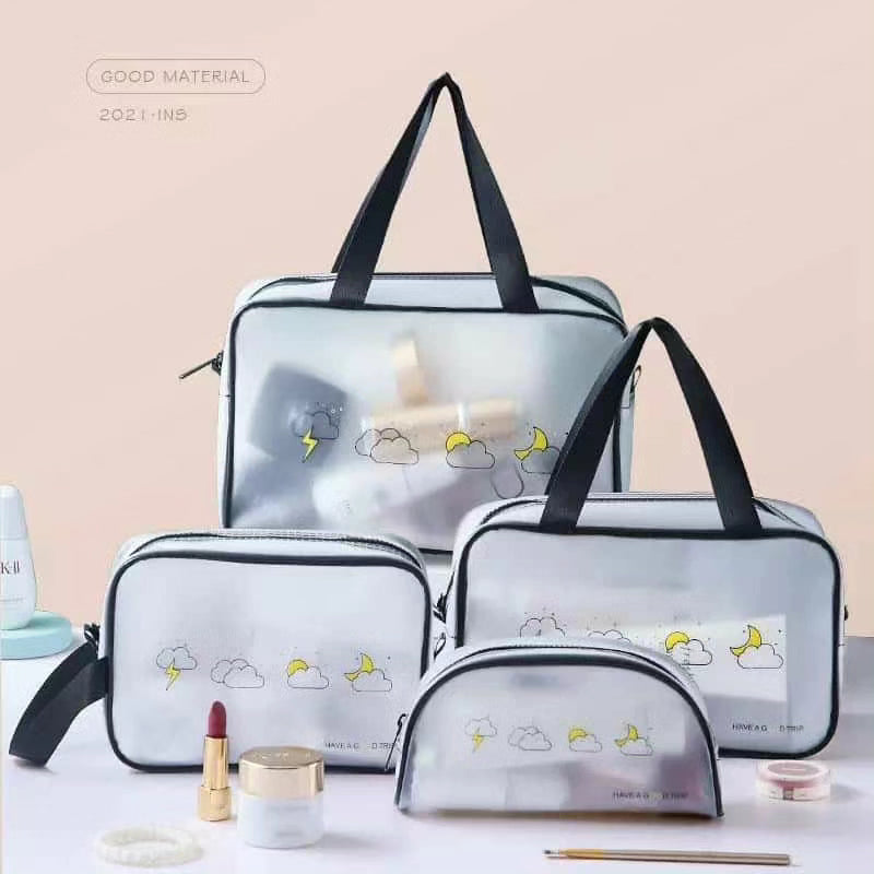 Women 4pc Set Transparent Cosmetic Bag