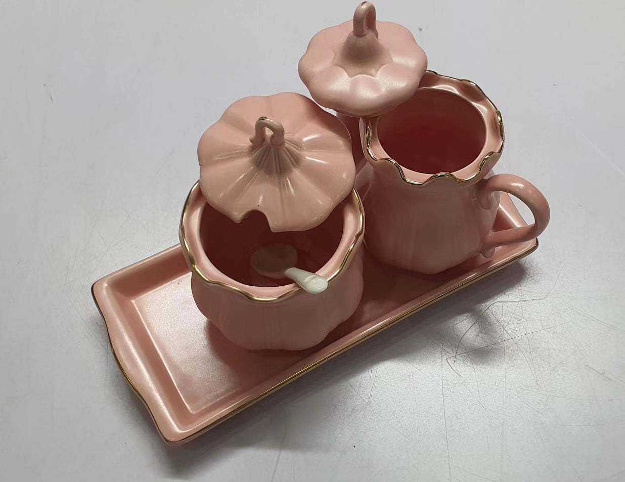 3 In 1 Ceramic set kettle, sugar dish and tray