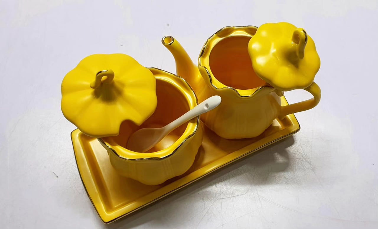 3 In 1 Ceramic set kettle, sugar dish and tray