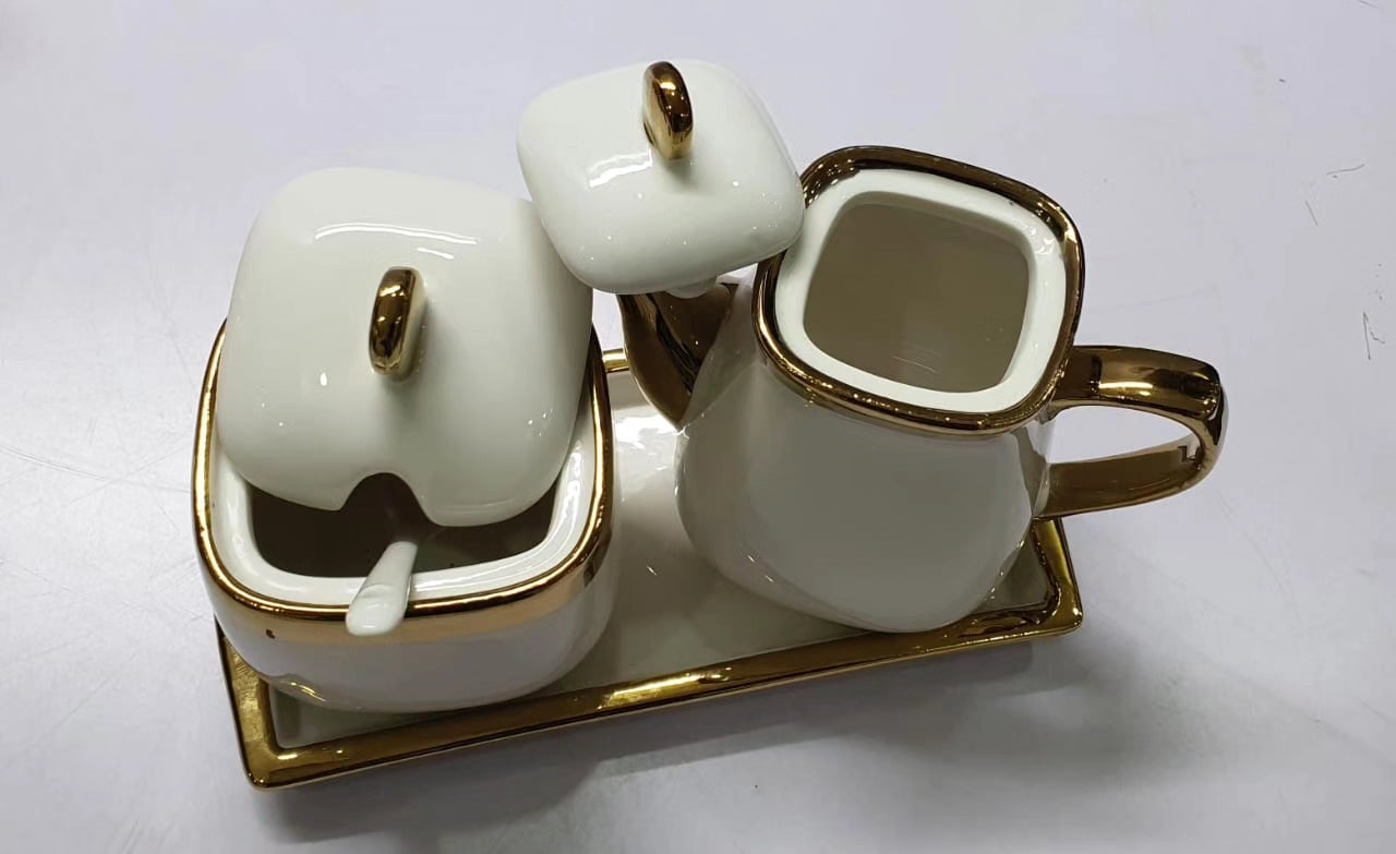 3 In 1 Ceramic set kettle, sugar dish and tray