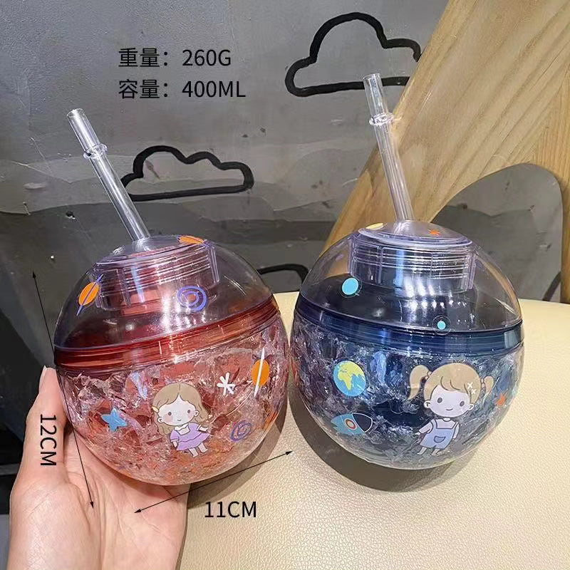 Pot Like Summer Acrylic Double Wall Smoothie Cups with Straw