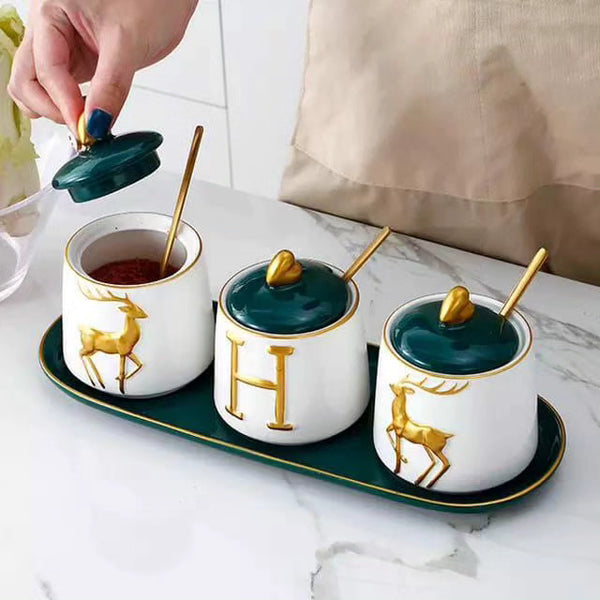3pcs Sugar/Spice Dish Set