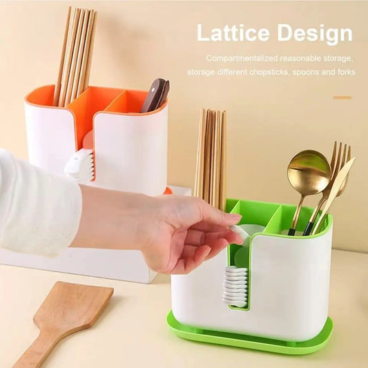 Double Layer Detachable Chopsticks Spoon Cage with Drain Water Tray