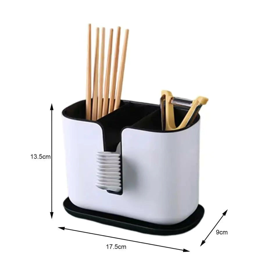 Double Layer Detachable Chopsticks Spoon Cage with Drain Water Tray