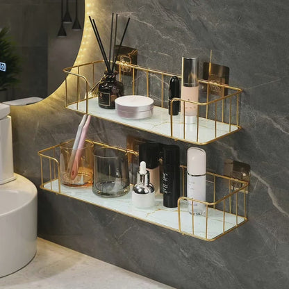 Bathroom Shelf with Marble Glass