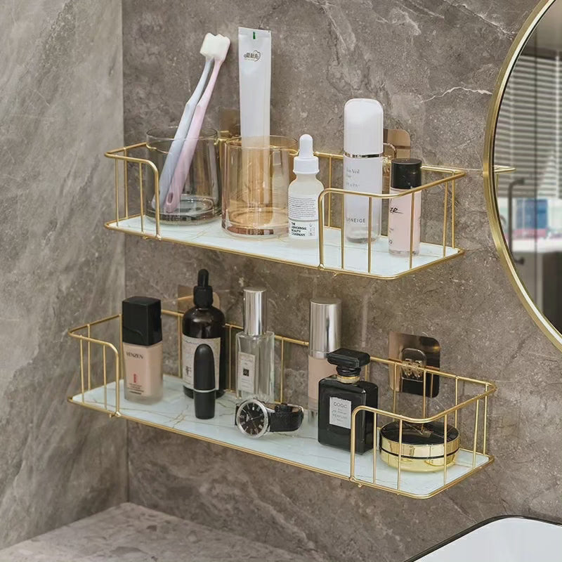 Bathroom Shelf with Marble Glass