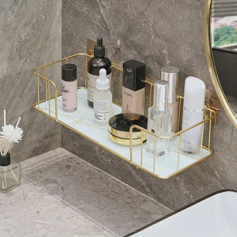 Bathroom Shelf with Marble Glass