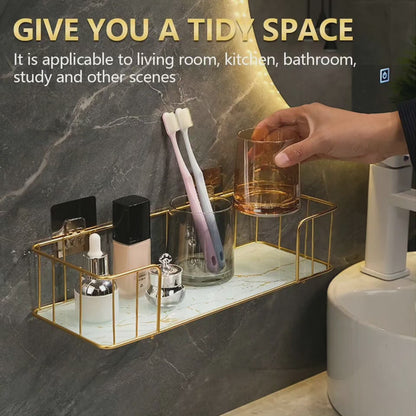Bathroom Shelf with Marble Glass