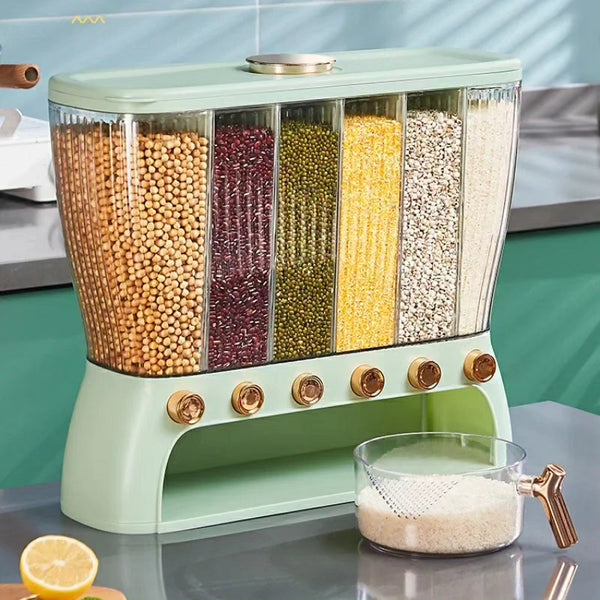 Partitioned cereal storage container